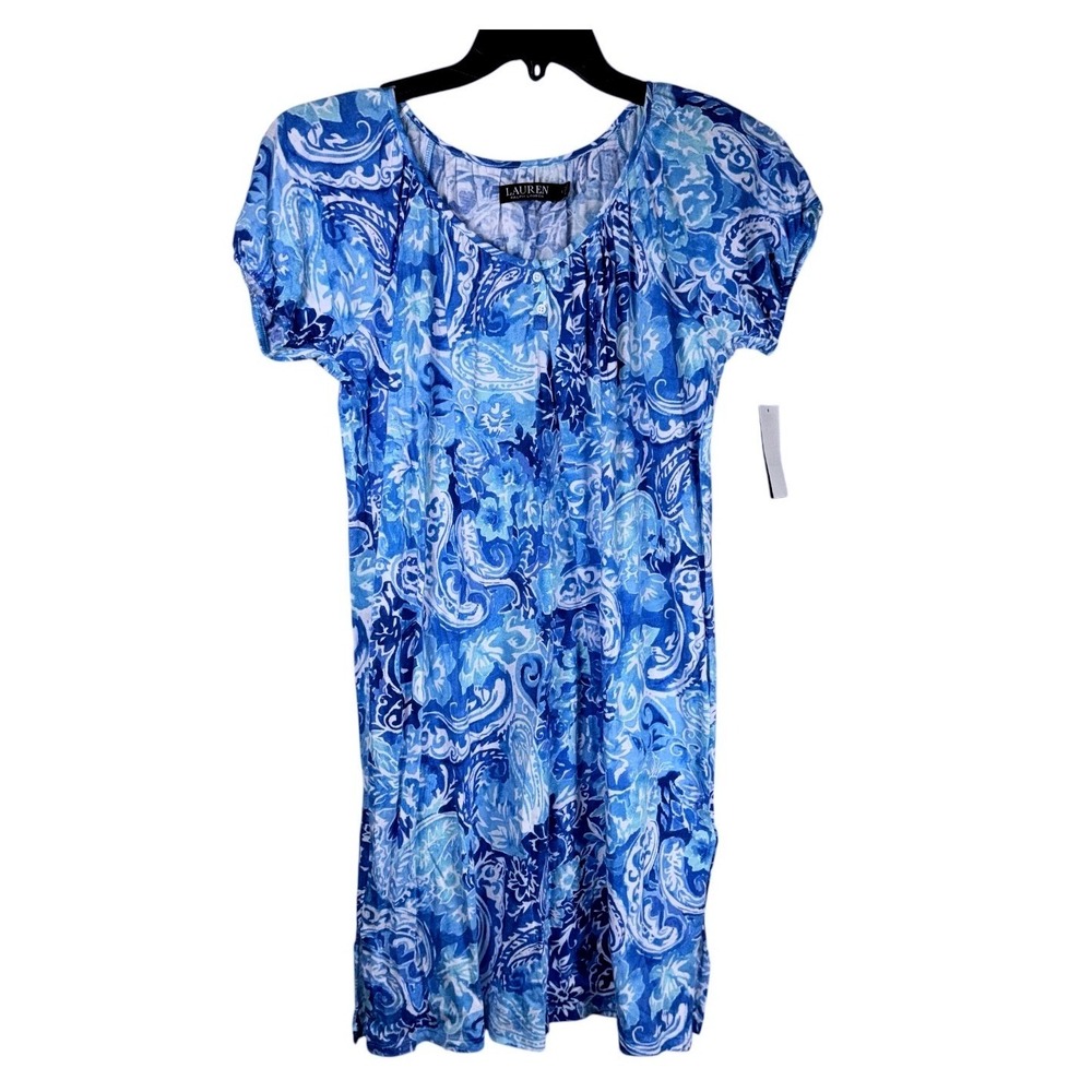 Lauren Ralph Lauren Womens Size Small Blue Swirly Nightgown NWT